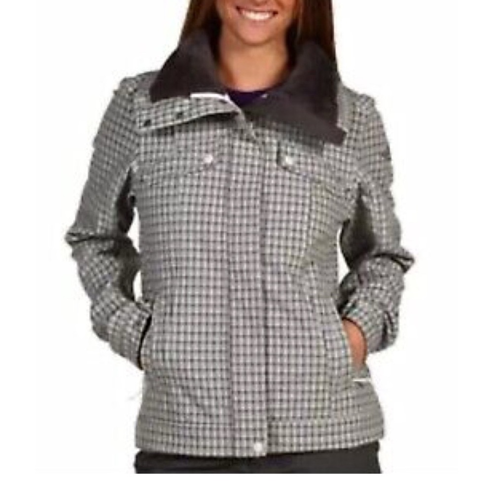 The North Face Women’s Wildcat Softshell Jacket Sz M In Moonlight Gray Plaid.